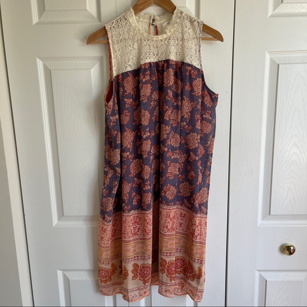 Maurices Floral Lace Midi Dress - Navy and Cream